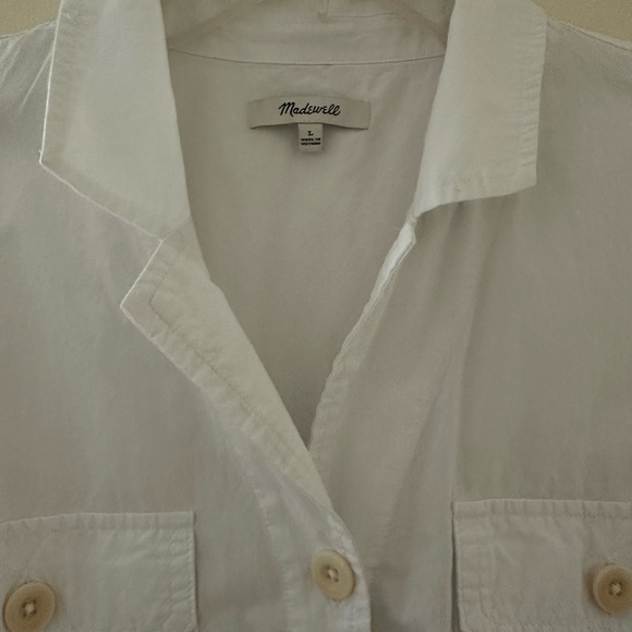 Madewell Signature Poplin Camp Shirt white button large - Picture 2 of 6